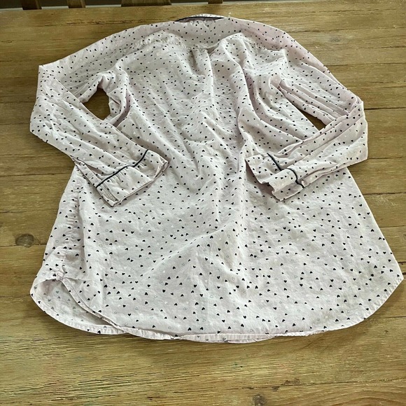Victoria's Secret Button Up Night Sleep Shirt Hearts Cherish Cotton S - Picture 5 of 5